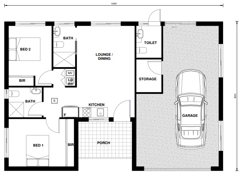 granny flat floor plan Cawarra